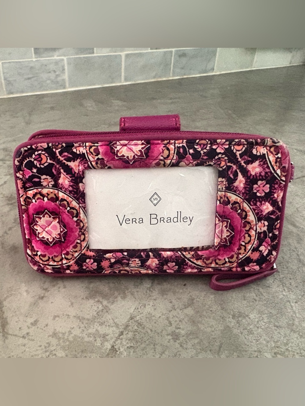 Vera Bradley Magenta Medallion Quilted ID Wallet